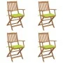 Folding garden chairs 4 units and solid acacia wood cushions by , Garden chairs - Ref: Foro24-3064628, Price: 210,94 €, Disco...