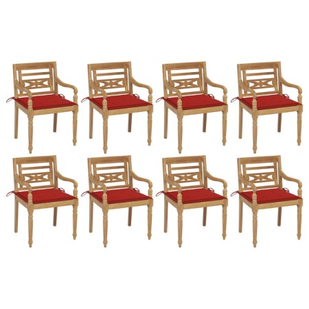 Batavia chairs 8 units solid teak wood with cushions by , Garden chairs - Ref: Foro24-3073355, Price: 1,00 €, Discount: %