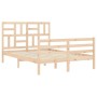 Double bed frame with solid wood headboard by vidaXL, Beds and slatted bases - Ref: Foro24-3194866, Price: 119,25 €, Discount: %