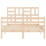 Double bed frame with solid wood headboard by vidaXL, Beds and slatted bases - Ref: Foro24-3194866, Price: 119,25 €, Discount: %
