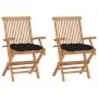 Gartenstühle 2 Stück aus massivem Teakholz mit schwarzen Kissen von , Gartenstühle - Ref: Foro24-3062509, Preis: 185,05 €, Ra...