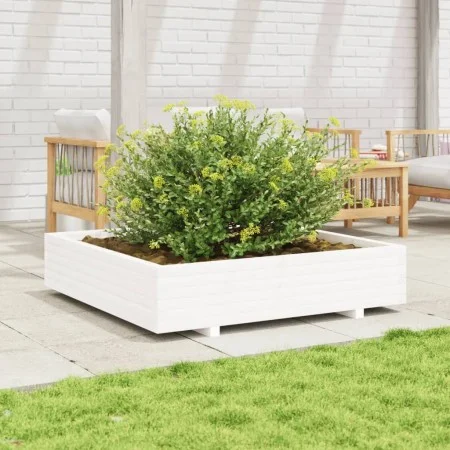 Jardinera de madera maciza de pino blanca 110x110x26,5 cm by , Pots and planters - Ref: Foro24-847324, Price: 128,03 €, Disco...