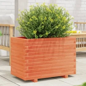 Massive Holzblumenkasten aus braunem Kiefernholz mit Wachsbeschichtung, 70x40x49,5 cm. von , Töpfe und Pflanzgefäße - Ref: Fo...
