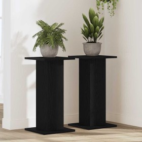 Soportes para Altavoces 2 pcs Roble negro Madera contrachapada
