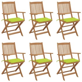 6 pcs folding garden chairs and solid acacia wood cushions by , Garden chairs - Ref: Foro24-3074951, Price: 356,33 €, Discoun...