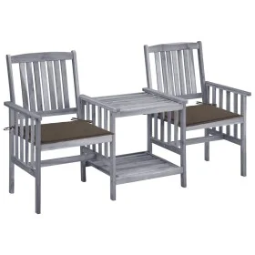Garden chairs with a small table and solid acacia wood cushions. by , Garden sets - Ref: Foro24-3061310, Price: 164,41 €, Dis...