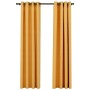 Blackout curtains with linen-look grommets, 2 pieces, yellow, 140x225 cm. by vidaXL, Curtains and curtains - Ref: Foro24-3211...