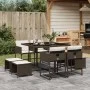 Set comedor para jardín 9 pzas y cojines ratán sintético marrón de , Conjuntos de jardín - Ref: Foro24-3278084, Precio: 402,2...