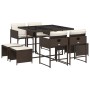 Garden dining set 9 pieces and brown synthetic rattan cushions by , Garden sets - Ref: Foro24-3278084, Price: 352,33 €, Disco...