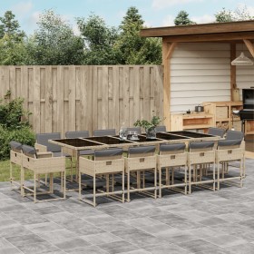 Garden dining set with cushions 15 pieces beige synthetic rattan by , Garden sets - Ref: Foro24-3278183, Price: 850,59 €, Dis...