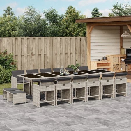 Set comedor jardín y cojines 17 pzas ratán sintético gris claro de , Conjuntos de jardín - Ref: Foro24-3277954, Precio: 948,2...