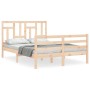 Double bed frame with solid wood headboard by vidaXL, Beds and slatted bases - Ref: Foro24-3194931, Price: 118,41 €, Discount: %