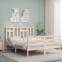 Double bed frame with solid wood headboard by vidaXL, Beds and slatted bases - Ref: Foro24-3194931, Price: 118,41 €, Discount: %