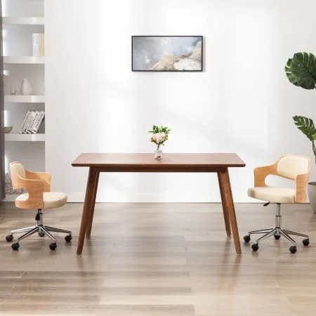 Swivel dining chairs 2 pcs curved wood cream leather by vidaXL, dining chairs - Ref: Foro24-3054932, Price: 275,70 €, Discoun...