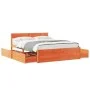 Wax brown pine wood bed frame with drawers 160x200 cm by , Beds and slatted bases - Ref: Foro24-3282344, Price: 312,82 €, Dis...