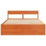 Wax brown pine wood bed frame with drawers 160x200 cm by , Beds and slatted bases - Ref: Foro24-3282344, Price: 312,82 €, Dis...