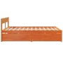 Wax brown pine wood bed frame with drawers 160x200 cm by , Beds and slatted bases - Ref: Foro24-3282344, Price: 317,07 €, Dis...