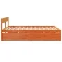 Wax brown pine wood bed frame with drawers 160x200 cm by , Beds and slatted bases - Ref: Foro24-3282344, Price: 312,82 €, Dis...