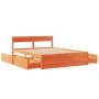 Wax brown pine wood bed frame with drawers 160x200 cm by , Beds and slatted bases - Ref: Foro24-3282344, Price: 312,82 €, Dis...