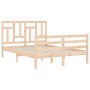 Double bed frame with solid wood headboard by vidaXL, Beds and slatted bases - Ref: Foro24-3194931, Price: 118,41 €, Discount: %