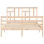 Double bed frame with solid wood headboard by vidaXL, Beds and slatted bases - Ref: Foro24-3194931, Price: 118,41 €, Discount: %