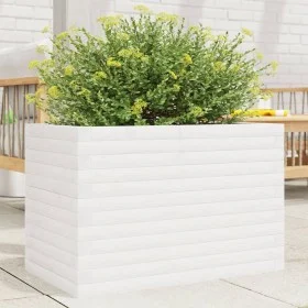 Jardinera de madera maciza de pino blanca 70x40x46 cm by , Pots and planters - Ref: Foro24-3282440, Price: 129,92 €, Discount: %