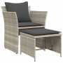 Gartenliege mit Fußhocker aus hellem grauen Kunststoff-Rattan von , Gartensets - Ref: Foro24-368621, Preis: 121,12 €, Rabatt: %