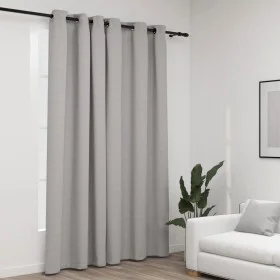 Blackout curtain with gray linen look eyelets 290x245 cm by vidaXL, Curtains and curtains - Ref: Foro24-321171, Price: 42,51 ...