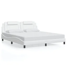 Bed frame with LED lights white synthetic leather 180x200 cm by , Beds and slatted bases - Ref: Foro24-3214037, Price: 264,76...