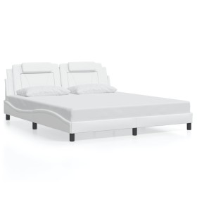 Estructura cama con luces LED cuero sintético blanco 180x200 cm de , Camas y somieres - Ref: Foro24-3214037, Precio: 263,77 €...