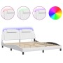 Bed frame with LED lights white synthetic leather 180x200 cm by , Beds and slatted bases - Ref: Foro24-3214037, Price: 263,77...
