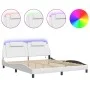 Bed frame with LED lights white synthetic leather 180x200 cm by , Beds and slatted bases - Ref: Foro24-3214037, Price: 264,76...