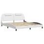 Bed frame with LED lights white synthetic leather 180x200 cm by , Beds and slatted bases - Ref: Foro24-3214037, Price: 264,76...