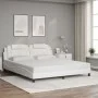 Bed frame with LED lights white synthetic leather 180x200 cm by , Beds and slatted bases - Ref: Foro24-3214037, Price: 264,76...