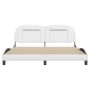 Bed frame with LED lights white synthetic leather 180x200 cm by , Beds and slatted bases - Ref: Foro24-3214037, Price: 263,77...