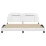Bed frame with LED lights white synthetic leather 180x200 cm by , Beds and slatted bases - Ref: Foro24-3214037, Price: 264,76...