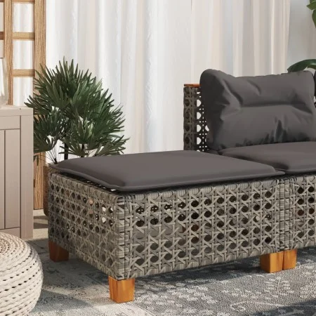 Taburete de jardín y cojín ratán sintético gris 63,5x56x32 cm von , Hocker für den Außenbereich - Ref: Foro24-365933, Preis: ...