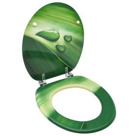 Asiento de inodoro con tapa MDF verde diseño gota de agua