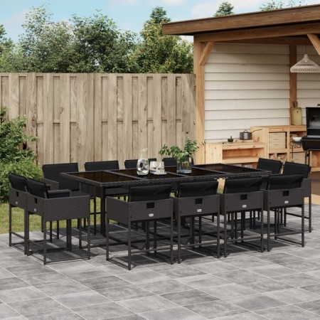 Set comedor de jardín con cojines 13 pzas ratán sintético negro by , Garden sets - Ref: Foro24-3278166, Price: 708,93 €, Disc...
