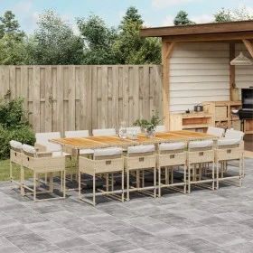 Garten-Essgruppe mit 15-teiligen Kissen aus synthetischem Rattan in Beige. von , Gartensets - Ref: Foro24-3278187, Preis: 1,0...