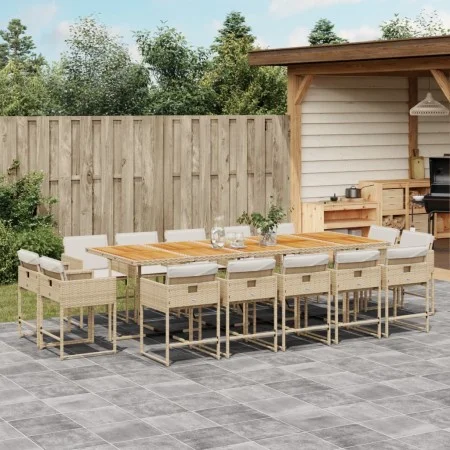 Garten-Essgruppe mit 15-teiligen Kissen aus synthetischem Rattan in Beige. von , Gartensets - Ref: Foro24-3278187, Preis: 1,0...