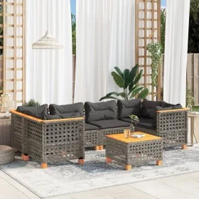 Gartensofagarnitur 7-teilig mit grauen Polstern aus synthetischem Rattan von , Gartensets - Ref: Foro24-3261747, Preis: 589,4...