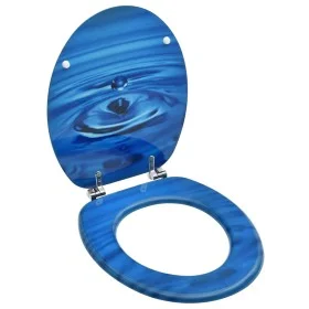 Toilet seat and blue MDF lid with water drop design by vidaXL, Toilet and bidet seats - Ref: Foro24-146906, Price: 49,91 €, D...