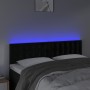 Cabecero con LED de terciopelo negro 144x5x78/88 cm