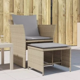 Sillón de jardín con reposapiés ratán sintético beige by , Garden sets - Ref: Foro24-368619, Price: 123,66 €, Discount: %