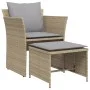 Gartenliege mit Beige Kunststoff-Rattan Fußstütze von , Gartensets - Ref: Foro24-368619, Preis: 123,66 €, Rabatt: %