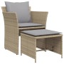 Gartenliege mit Beige Kunststoff-Rattan Fußstütze von , Gartensets - Ref: Foro24-368619, Preis: 121,12 €, Rabatt: %