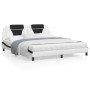 Bed frame with black and white synthetic leather headboard by , Beds and slatted bases - Ref: Foro24-3208116, Price: 256,21 €...
