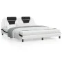 Bed frame with black and white synthetic leather headboard by , Beds and slatted bases - Ref: Foro24-3208116, Price: 251,73 €...