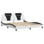 Bed frame with black and white synthetic leather headboard by , Beds and slatted bases - Ref: Foro24-3208116, Price: 256,21 €...